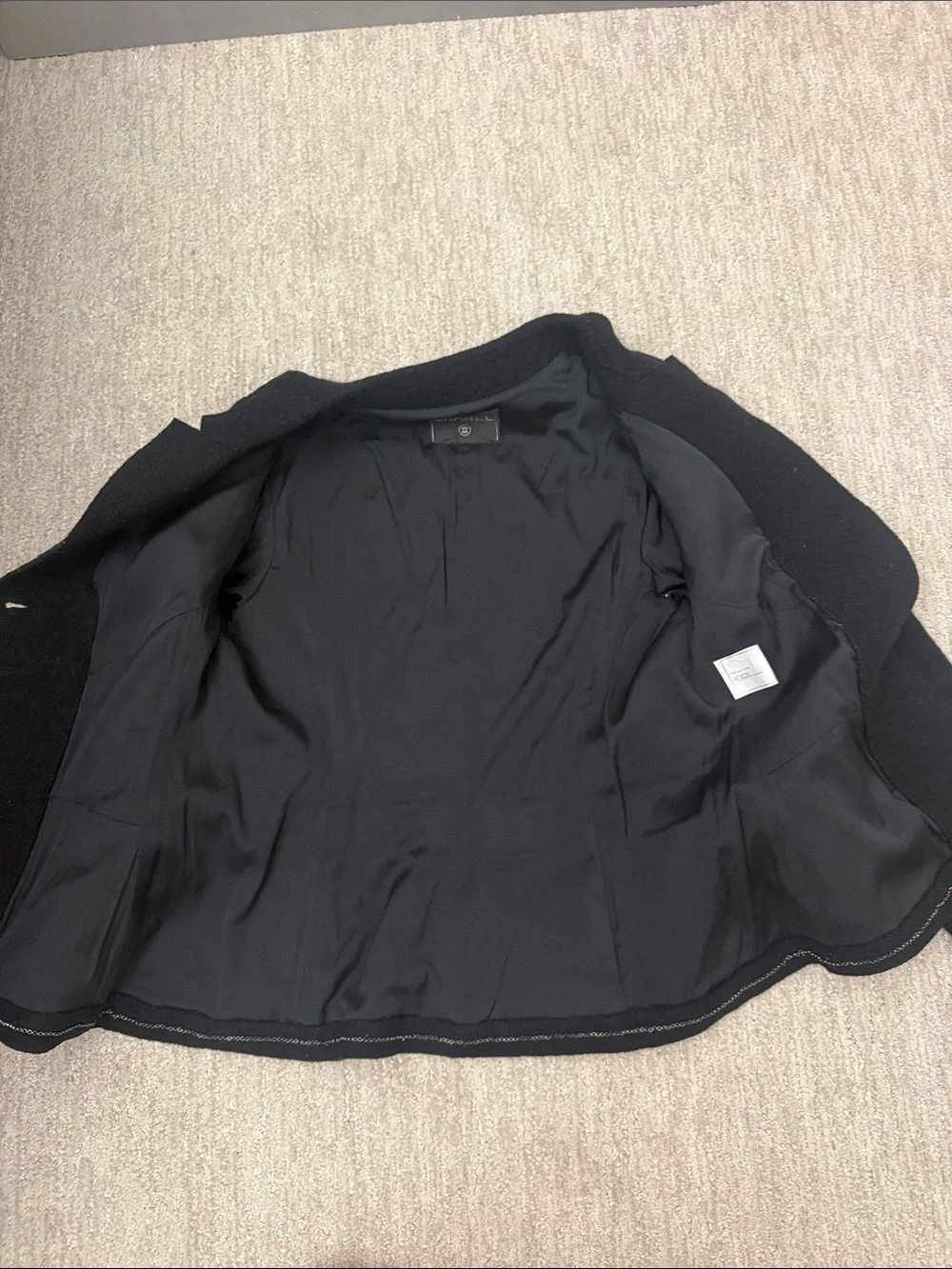 CHANEL Black Wool Signature Button Jacket